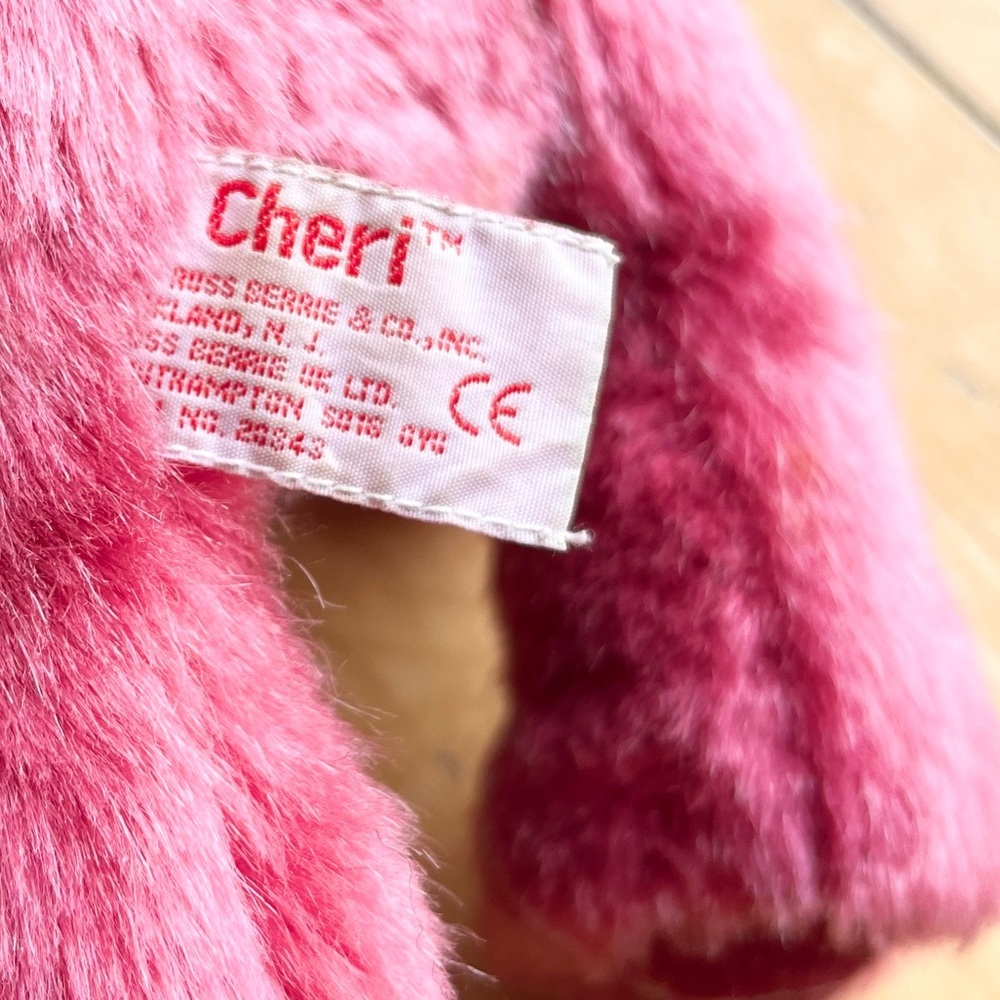 Russ Berrie & Co. “CHERI” Plush Teddy Bear Cherry Pink With Heart VALENTINES DAY - Picture 8 of 9